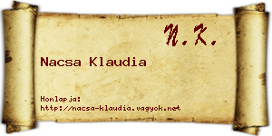 Nacsa Klaudia névjegykártya